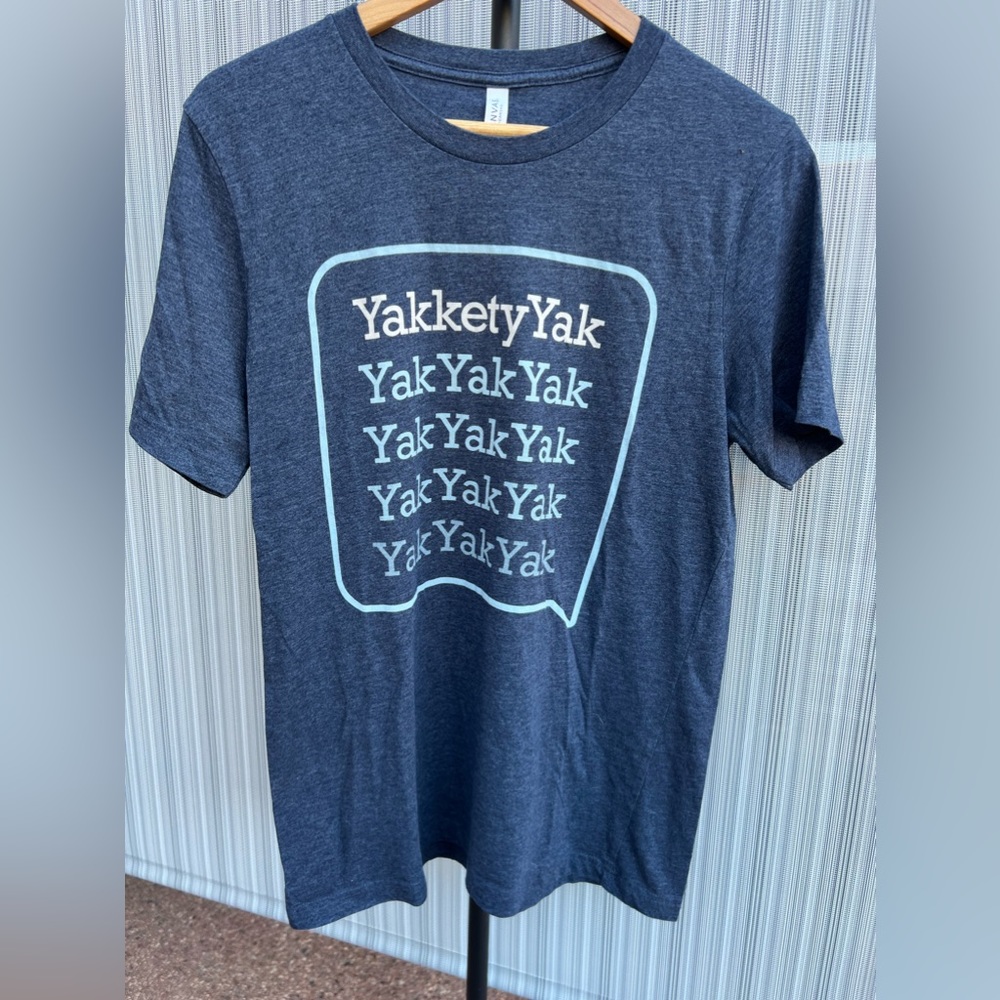 Bella-Canvas unisex T-shirt. Yackkety yack marketing. Color blue, size large